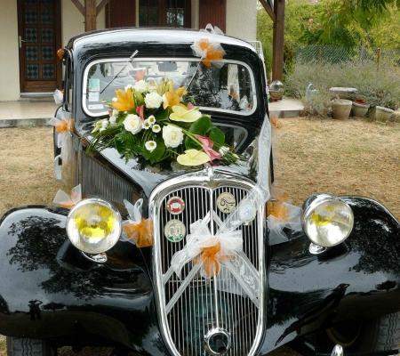 Décoration voiture de mariage Cognac